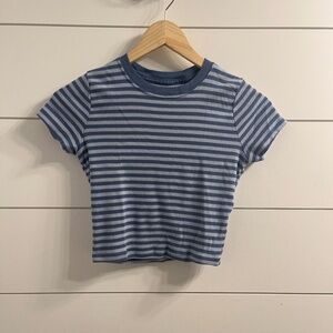 Hollister Blue And Light Blue Cotton Baby Tee Crop Top Size: XS